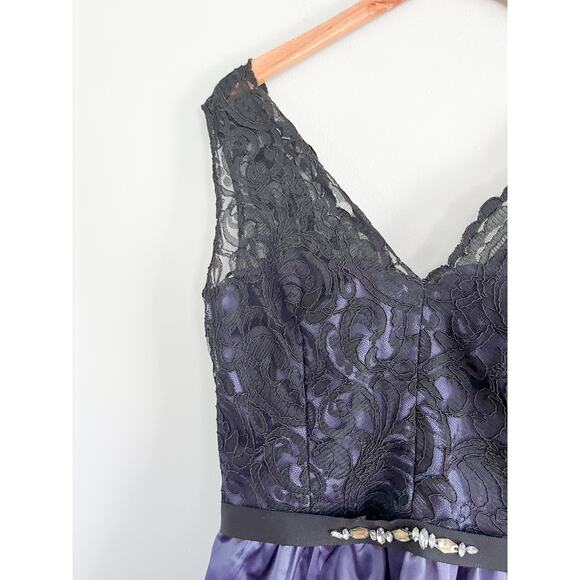 NWT | After Six | Lace Cocktail Length Dress | Amethyst Purple Black | Sz 10 - Picture 5 of 14
